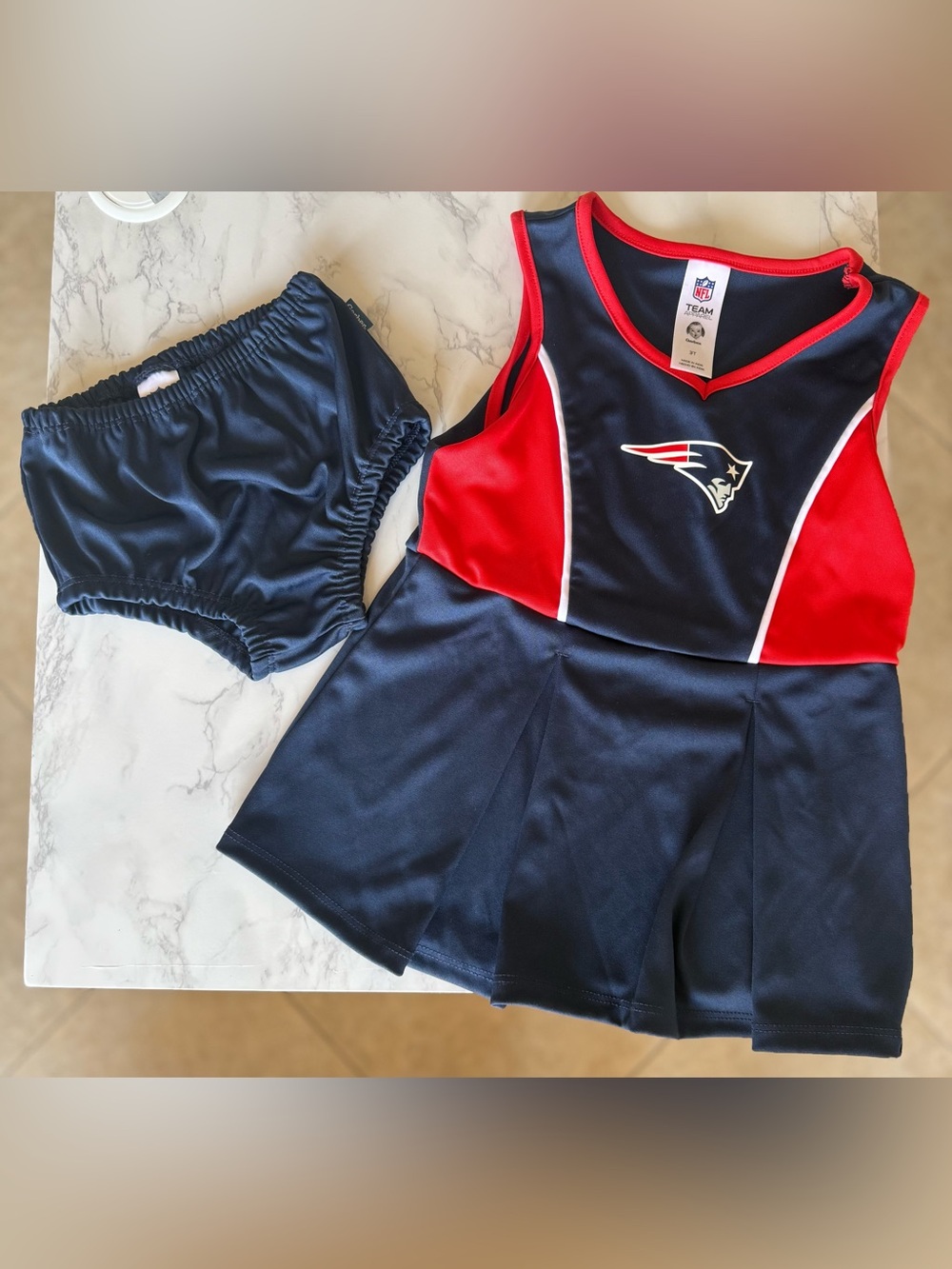 Gerber NFL Cheerleader Dress & Bloomer Set New England Patriots Size 3T